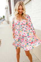 Load image into Gallery viewer, Boho Vibes Cotton Floral Button Down 3/4 Sleeve Tiered Dress
