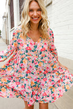 Load image into Gallery viewer, Boho Vibes Cotton Floral Button Down 3/4 Sleeve Tiered Dress
