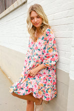 Load image into Gallery viewer, Boho Vibes Cotton Floral Button Down 3/4 Sleeve Tiered Dress
