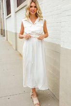 Load image into Gallery viewer, Put Together Ivory Cotton Collar Drawstring Waist Fit &amp; Flare Midi
