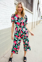 Load image into Gallery viewer, Spring Vibes Tropical Floral Ruffle Sleeve Wide Leg Jumpsuit
