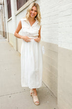 Load image into Gallery viewer, Put Together Ivory Cotton Collar Drawstring Waist Fit &amp; Flare Midi
