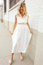 Load image into Gallery viewer, Put Together Ivory Cotton Collar Drawstring Waist Fit &amp; Flare Midi
