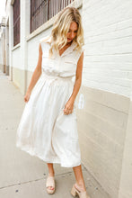 Load image into Gallery viewer, Put Together Ivory Cotton Collar Drawstring Waist Fit &amp; Flare Midi
