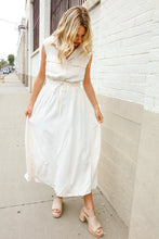 Load image into Gallery viewer, Put Together Ivory Cotton Collar Drawstring Waist Fit &amp; Flare Midi
