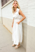 Load image into Gallery viewer, Put Together Ivory Cotton Collar Drawstring Waist Fit &amp; Flare Midi
