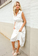 Load image into Gallery viewer, Put Together Ivory Cotton Collar Drawstring Waist Fit &amp; Flare Midi
