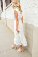 Load image into Gallery viewer, Put Together Ivory Cotton Collar Drawstring Waist Fit &amp; Flare Midi

