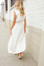 Load image into Gallery viewer, Put Together Ivory Cotton Collar Drawstring Waist Fit &amp; Flare Midi
