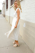 Load image into Gallery viewer, Put Together Ivory Cotton Collar Drawstring Waist Fit &amp; Flare Midi
