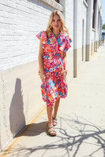 Load image into Gallery viewer, Can&#39;t Look Away Coral Flutter Sleeve Smocked Waist Floral Midi Dress
