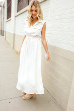 Load image into Gallery viewer, Put Together Ivory Cotton Collar Drawstring Waist Fit &amp; Flare Midi
