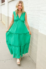 Load image into Gallery viewer, Find Love Green Sleeveless V Neck Frill Ruffle Tiered Lined Maxi
