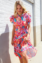 Load image into Gallery viewer, Can&#39;t Look Away Coral Flutter Sleeve Smocked Waist Floral Midi Dress
