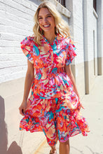 Load image into Gallery viewer, Can&#39;t Look Away Coral Flutter Sleeve Smocked Waist Floral Midi Dress
