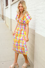 Load image into Gallery viewer, Charming in Multicolor Cotton Plaid Puff Sleeve Sweetheart Neck Dress
