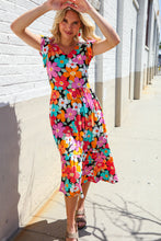 Load image into Gallery viewer, PLUS Feeling Femme Black &amp; Multicolor Floral Print V Neck Midi Dress
