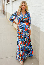 Load image into Gallery viewer, Vacay Ready Blue Tropical Print Wrap Around Tie Waist Coverup Maxi
