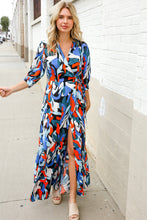 Load image into Gallery viewer, Vacay Ready Blue Tropical Print Wrap Around Tie Waist Coverup Maxi

