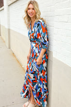 Load image into Gallery viewer, Vacay Ready Blue Tropical Print Wrap Around Tie Waist Coverup Maxi
