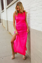 Load image into Gallery viewer, The Perfect Find Hot Pink Pointelle Sleeveless Side Slit Midi Coverup
