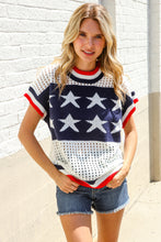 Load image into Gallery viewer, Stars &amp; Stripe Dolman Sleeve Netted Sweater Top
