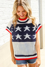 Load image into Gallery viewer, Stars &amp; Stripe Dolman Sleeve Netted Sweater Top
