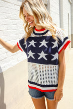 Load image into Gallery viewer, Stars &amp; Stripe Dolman Sleeve Netted Sweater Top

