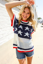 Load image into Gallery viewer, Stars &amp; Stripe Dolman Sleeve Netted Sweater Top
