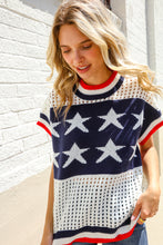 Load image into Gallery viewer, Stars &amp; Stripe Dolman Sleeve Netted Sweater Top
