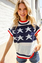 Load image into Gallery viewer, Stars &amp; Stripe Dolman Sleeve Netted Sweater Top
