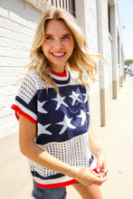 Load image into Gallery viewer, Stars &amp; Stripe Dolman Sleeve Netted Sweater Top
