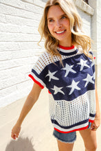 Load image into Gallery viewer, Stars &amp; Stripe Dolman Sleeve Netted Sweater Top
