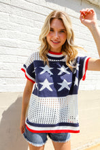 Load image into Gallery viewer, Stars &amp; Stripe Dolman Sleeve Netted Sweater Top
