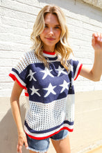 Load image into Gallery viewer, Stars &amp; Stripe Dolman Sleeve Netted Sweater Top

