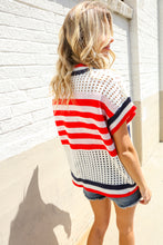 Load image into Gallery viewer, Stars &amp; Stripe Dolman Sleeve Netted Sweater Top
