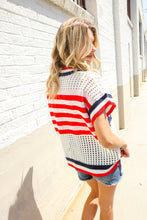 Load image into Gallery viewer, Stars &amp; Stripe Dolman Sleeve Netted Sweater Top
