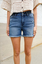 Load image into Gallery viewer, Judy Blue Medium Blue Mid Rise Fray Distressed Denim Shorts

