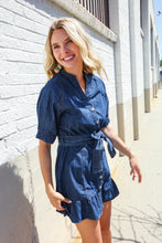 Load image into Gallery viewer, Put Together In Cotton Denim Button Down Belted Ruffle Mini Dress
