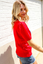 Load image into Gallery viewer, American Flag Bubble Short Sleeve Jacquard Sweater Knit Pullover

