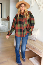 Load image into Gallery viewer, Rock&#39;n Plaid Olive &amp; Rust Button Down Oversized Shirt
