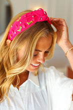 Load image into Gallery viewer, Fuchsia Stone &amp; Gem Cowboy Boot Embellished Top Knot Headband
