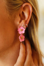 Load image into Gallery viewer, Pastel Pink Tiered Flower Dangle Earrings
