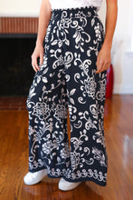 Load image into Gallery viewer, You Got This Navy Paisley Floral Smocked Waist Palazzo Pants
