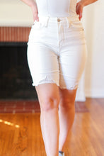 Load image into Gallery viewer, Judy Blue Ecru High Rise Distressed Bermuda Denim Shorts
