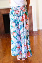 Load image into Gallery viewer, Vacay Vibes Green Floral Smocked Waist Side Slit Palazzo Pants
