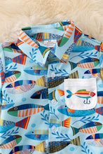 Load image into Gallery viewer, Boys Button Up Fish Printed Shirt
