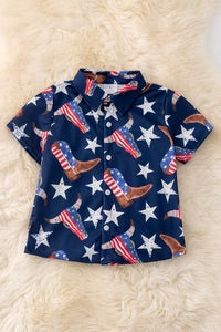 Boys Patriotic Western Button up Shirt