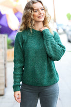 Load image into Gallery viewer, Holiday Green Mélange Round Neck Knit Sweater
