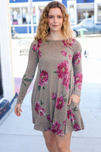 Load image into Gallery viewer, True Love Taupe &amp; French Rose Floral Print Long Sleeve Dress
